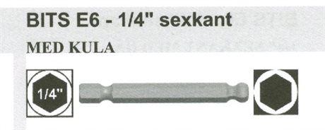 Bits Insex m. kula 1/4 fäste E6 längd  70 mm