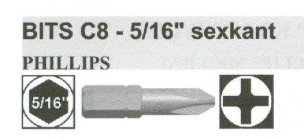 Bits Phiílips 5/16 fäste C8 längd  32 mm