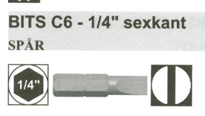 Bits Spår 1/4 fäste C6, längd 25 mm