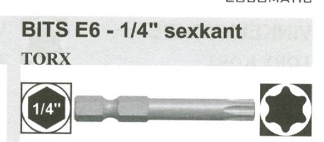 Bits Torx 1/4 fäste E6 längd  90 mm